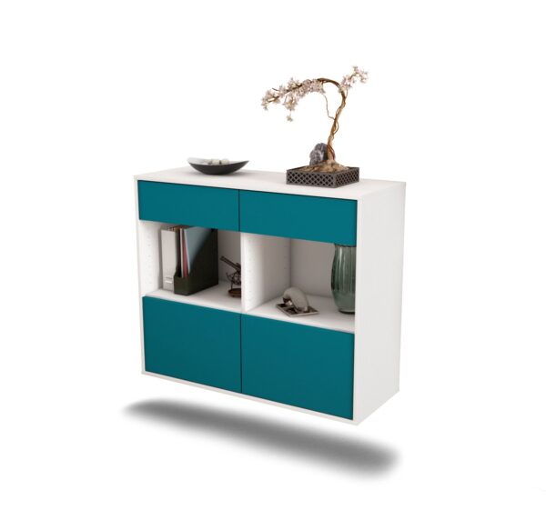 Sideboard Mobile | hängend | Korpus Weiß | Front in Türkis | 92x79x35cm (BxHxT)