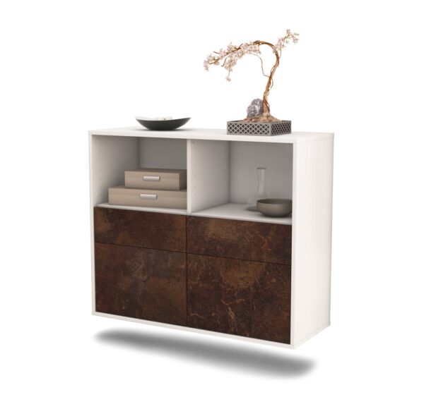 Sideboard Moreno Valley | hängend | Korpus Weiß | Front in Rost Optik | 92x79x35cm (BxHxT)