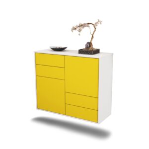 Sideboard Little Rock | hängend | Korpus Weiß | Front in Gelb | 92x79x35cm (BxHxT)
