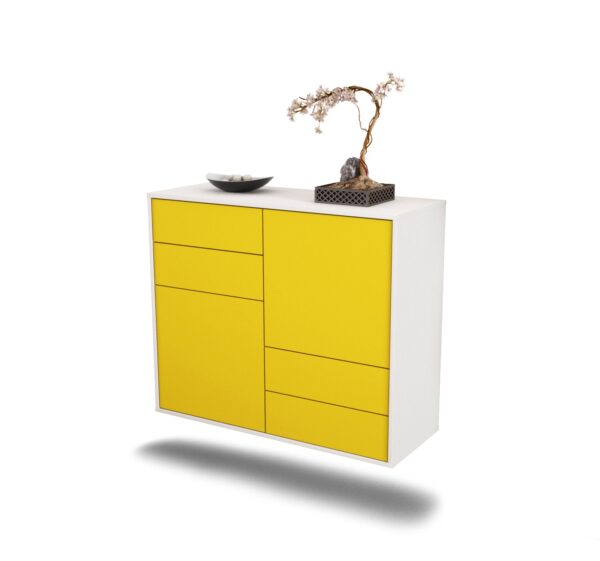 Sideboard Little Rock | hängend | Korpus Weiß | Front in Gelb | 92x79x35cm (BxHxT)