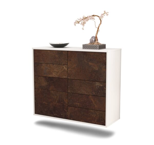 Sideboard Amarillo | hängend | Korpus Weiß | Front in Rost Optik | 92x79x35cm (BxHxT)
