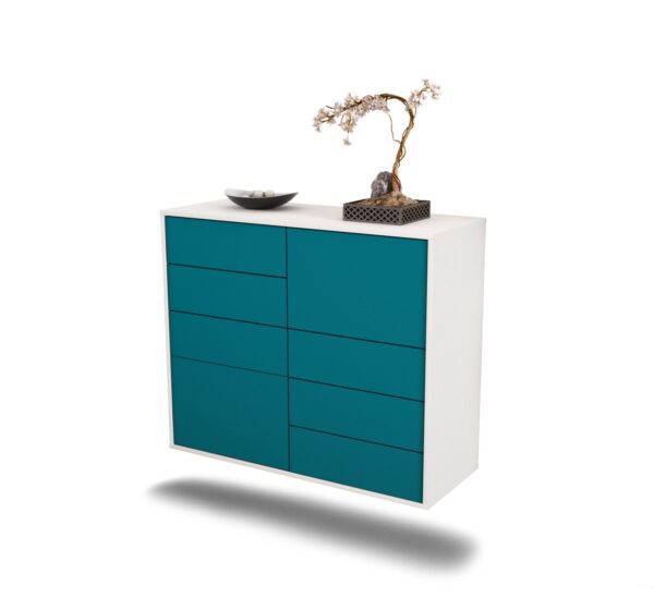 Sideboard Amarillo | hängend | Korpus Weiß | Front in Türkis | 92x79x35cm (BxHxT)