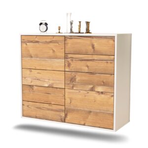 Sideboard Paradise | hängend | Korpus Weiß | Front in Pinie Holz Optik | 92x79x35cm (BxHxT)