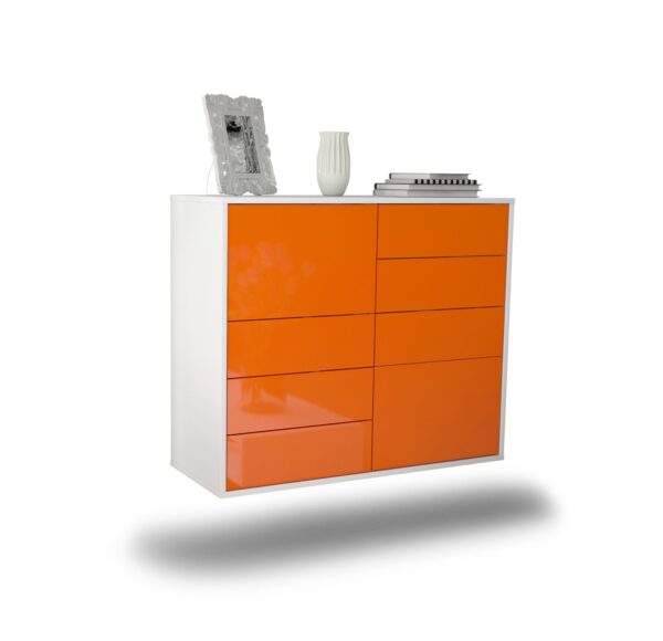 Sideboard Paradise | hängend | Korpus Weiß | Front in Hochglanz Orange | 92x79x35cm (BxHxT)