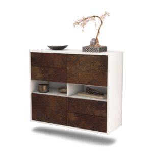 Sideboard Oxnard | hängend | Korpus Weiß | Front in Rost Optik | 92x79x35cm (BxHxT)