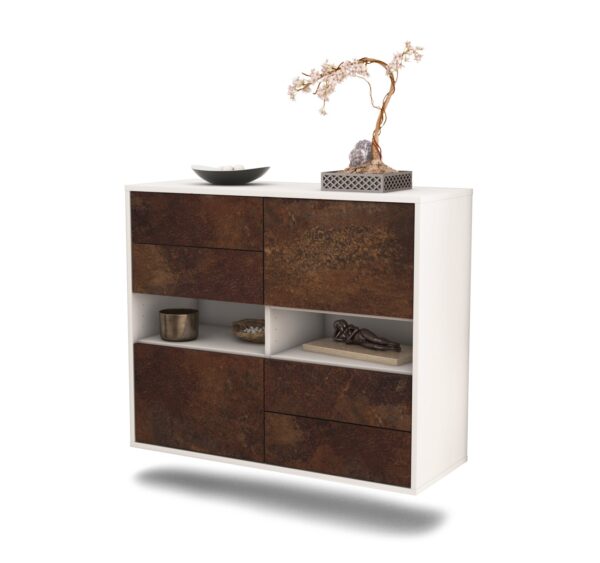 Sideboard Oxnard | hängend | Korpus Weiß | Front in Rost Optik | 92x79x35cm (BxHxT)