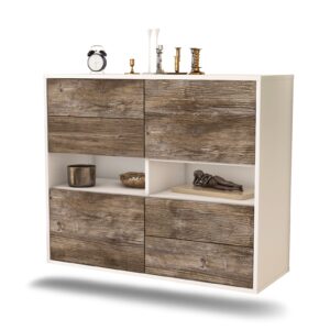 Sideboard Oxnard | hängend | Korpus Weiß | Front in Treibholz Holz Optik | 92x79x35cm (BxHxT)