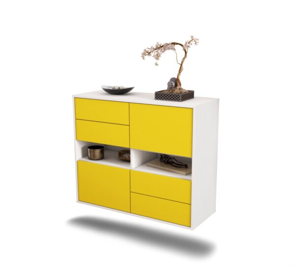 Sideboard Oxnard | hängend | Korpus Weiß | Front in Gelb | 92x79x35cm (BxHxT)