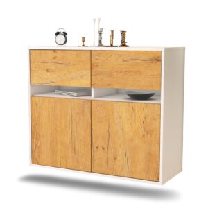 Sideboard Fort Lauderdale | hängend | Korpus Weiß | Front in Eiche Holz Optik | 92x79x35cm (BxHxT)