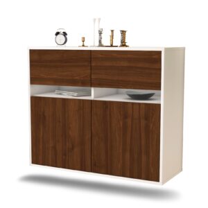 Sideboard Fort Lauderdale | hängend | Korpus Weiß | Front in Walnuss Holz Optik | 92x79x35cm (BxHxT)