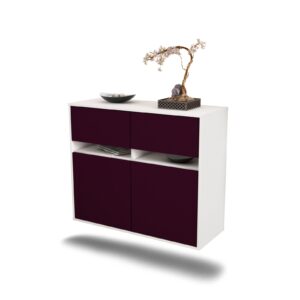 Sideboard Fort Lauderdale | hängend | Korpus Weiß | Front in Lila | 92x79x35cm (BxHxT)