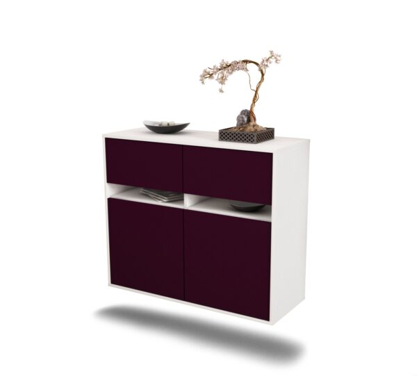 Sideboard Fort Lauderdale | hängend | Korpus Weiß | Front in Lila | 92x79x35cm (BxHxT)