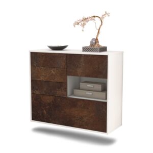 Sideboard Knoxville | hängend | Korpus Weiß | Front in Rost Optik | 92x79x35cm (BxHxT)
