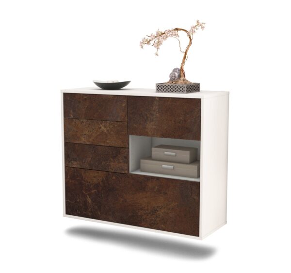 Sideboard Knoxville | hängend | Korpus Weiß | Front in Rost Optik | 92x79x35cm (BxHxT)