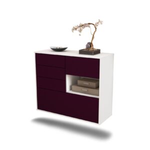 Sideboard Knoxville | hängend | Korpus Weiß | Front in Lila | 92x79x35cm (BxHxT)