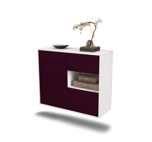 Sideboard Knoxville | hängend | Korpus Weiß | Front in Lila | 92x79x35cm (BxHxT)