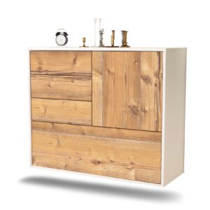 Sideboard Fontana | hängend | Korpus Weiß | Front in Pinie Holz Optik | 92x79x35cm (BxHxT)