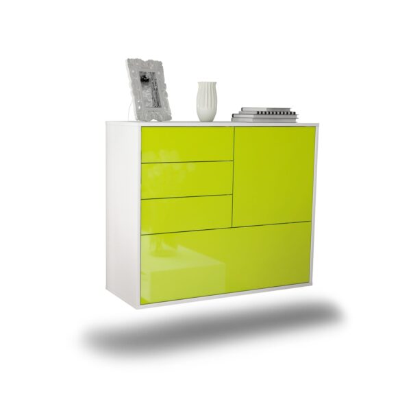 Sideboard Fontana | hängend | Korpus Weiß | Front in Hochglanz Grün | 92x79x35cm (BxHxT)