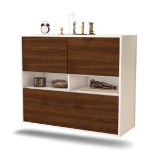 Sideboard Salt Lake City | hängend | Korpus Weiß | Front in Walnuss Holz Optik | 92x79x35cm (BxHxT)