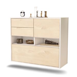 Sideboard Salt Lake City | hängend | Korpus Weiß | Front in Zeder Holz Optik | 92x79x35cm (BxHxT)