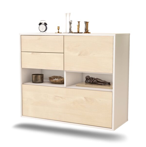 Sideboard Salt Lake City | hängend | Korpus Weiß | Front in Zeder Holz Optik | 92x79x35cm (BxHxT)