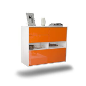 Sideboard Salt Lake City | hängend | Korpus Weiß | Front in Hochglanz Orange | 92x79x35cm (BxHxT)