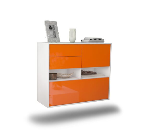 Sideboard Salt Lake City | hängend | Korpus Weiß | Front in Hochglanz Orange | 92x79x35cm (BxHxT)