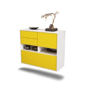 Sideboard Salt Lake City | hängend | Korpus Weiß | Front in Gelb | 92x79x35cm (BxHxT)