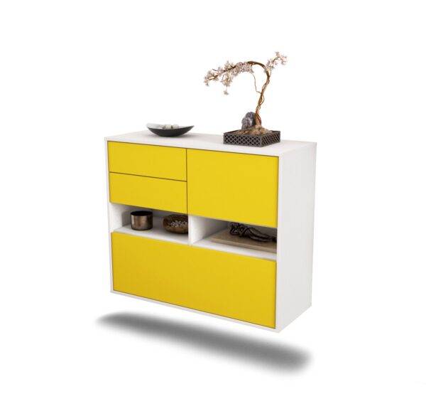 Sideboard Salt Lake City | hängend | Korpus Weiß | Front in Gelb | 92x79x35cm (BxHxT)