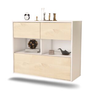 Sideboard Newport News | hängend | Korpus Weiß | Front in Zeder Holz Optik | 92x79x35cm (BxHxT)