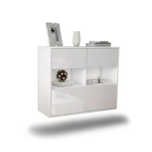 Sideboard Newport News | hängend | Korpus Weiß | Front in Hochglanz Weiß | 92x79x35cm (BxHxT)