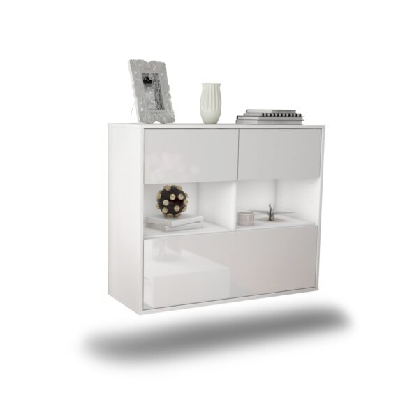Sideboard Newport News | hängend | Korpus Weiß | Front in Hochglanz Weiß | 92x79x35cm (BxHxT)