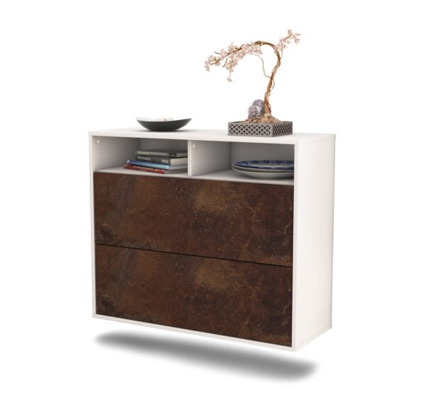 Sideboard Spring Valley | hängend | Korpus Weiß | Front in Rost Optik | 92x79x35cm (BxHxT)