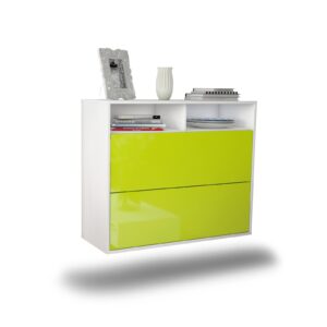 Sideboard Spring Valley | hängend | Korpus Weiß | Front in Hochglanz Grün | 92x79x35cm (BxHxT)