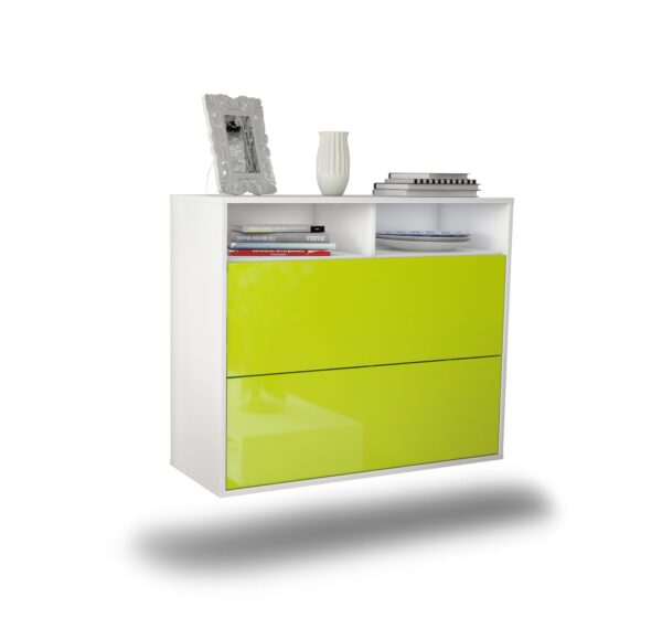 Sideboard Spring Valley | hängend | Korpus Weiß | Front in Hochglanz Grün | 92x79x35cm (BxHxT)