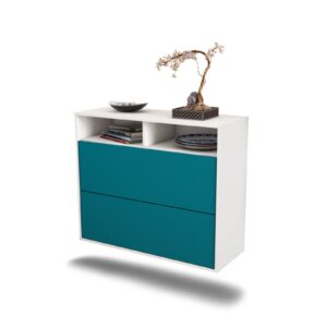 Sideboard Spring Valley | hängend | Korpus Weiß | Front in Türkis | 92x79x35cm (BxHxT)