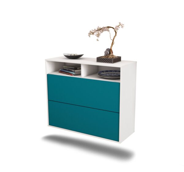 Sideboard Spring Valley | hängend | Korpus Weiß | Front in Türkis | 92x79x35cm (BxHxT)