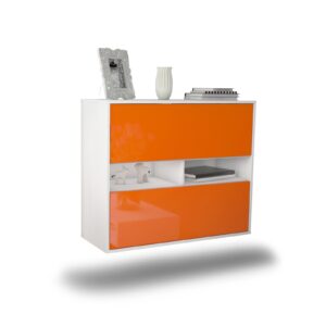 Sideboard Jackson | hängend | Korpus Weiß | Front in Hochglanz Orange | 92x79x35cm (BxHxT)