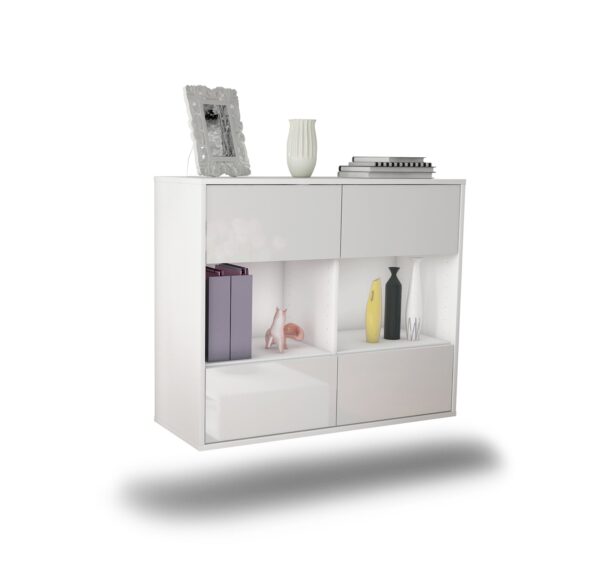 Sideboard Providence | hängend | Korpus Weiß | Front in Hochglanz Weiß | 92x79x35cm (BxHxT)
