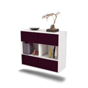 Sideboard Providence | hängend | Korpus Weiß | Front in Lila | 92x79x35cm (BxHxT)