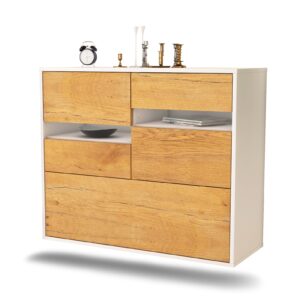 Sideboard Fayetteville | hängend | Korpus Weiß | Front in Eiche Holz Optik | 92x79x35cm (BxHxT)