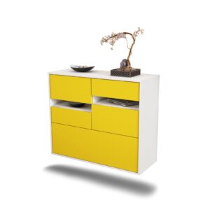 Sideboard Fayetteville | hängend | Korpus Weiß | Front in Gelb | 92x79x35cm (BxHxT)