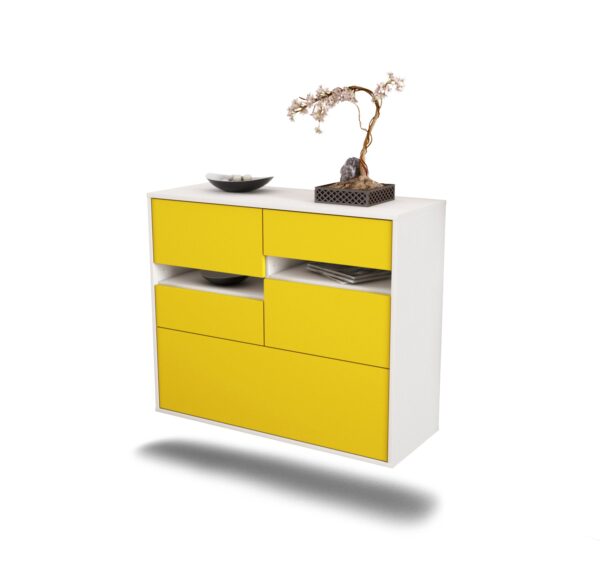 Sideboard Fayetteville | hängend | Korpus Weiß | Front in Gelb | 92x79x35cm (BxHxT)