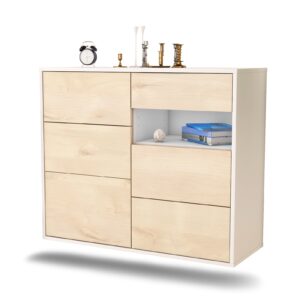 Sideboard Huntsville | hängend | Korpus Weiß | Front in Zeder Holz Optik | 92x79x35cm (BxHxT)