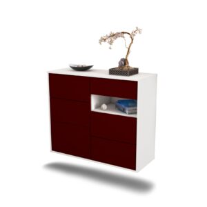 Sideboard Huntsville | hängend | Korpus Weiß | Front in Bordeaux | 92x79x35cm (BxHxT)