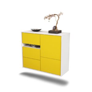 Sideboard Ontario | hängend | Korpus Weiß | Front in Gelb | 92x79x35cm (BxHxT)