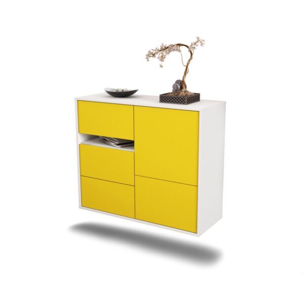 Sideboard Ontario | hängend | Korpus Weiß | Front in Gelb | 92x79x35cm (BxHxT)