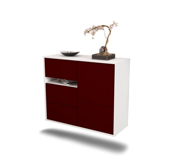 Sideboard Ontario | hängend | Korpus Weiß | Front in Bordeaux | 92x79x35cm (BxHxT)