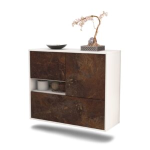 Sideboard Santa Clarita | hängend | Korpus Weiß | Front in Rost Optik | 92x79x35cm (BxHxT)