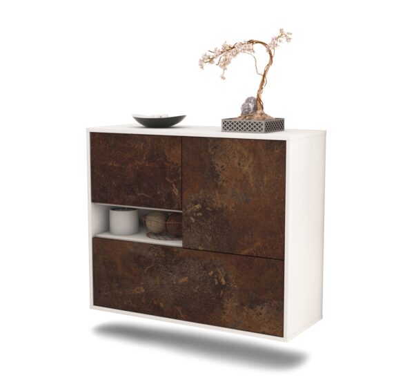 Sideboard Santa Clarita | hängend | Korpus Weiß | Front in Rost Optik | 92x79x35cm (BxHxT)